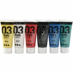 Nouveau 🧨 Creativ Company Peinture Acrylique A-Color Assortiment De Peinture Acrylique Perle Métallique A-Color - 6 X 20 Ml 👏