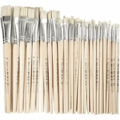 Promo 🎉 Creativ Company Pinceau Enfant Et Accessoires Set De Pinceaux Plats - Poils De Porc - N°0 à 20 - 68 Pcs 💯