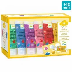 Promo 👍 Peinture Au Doigt Djeco - Paillettes - 6 Pcs ⭐