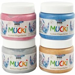 Tout neuf ✔️ Mucki Peinture Au Doigt Assortiment De Peinture à Doigts - 150 Ml - 4 Pcs 🛒