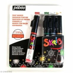 Budget ⭐ Pébéo Feutre Multisupports Coffret Skrib Marqueur Peinture Acrylique - Noël - 4 Marqueurs ✔️