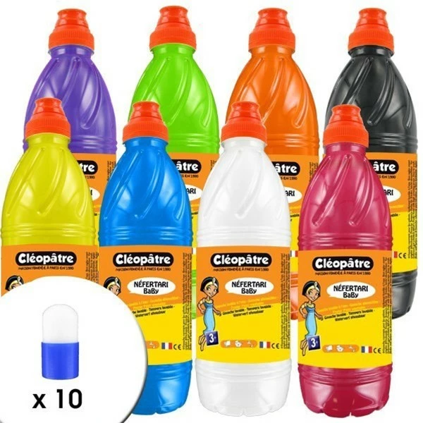 Coupon 👍 Cléopâtre Gouache Liquide Enfant Peinture Gouache Cléopatre - Néfertari Baby - 1 Litre - 8 Pcs + 10 Tampons ✨ 1 Coupon 👍 Cléopâtre Gouache Liquide Enfant Peinture Gouache Cléopatre - Néfertari Baby - 1 Litre - 8 Pcs + 10 Tampons ✨