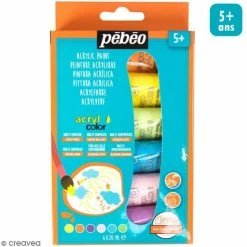 Coupon 🥰 Pébéo Peinture Acrylique Enfant Acrylcolor - Couleurs Pastel -20 Ml - 6 Tubes 💯