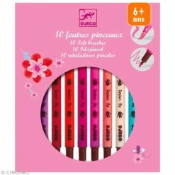 Sortie 🤩 Jeux Créatifs De 6 à 10 Ans Djeco Les Couleurs - 10 Feutres Pinceaux - Assortiment Fille 🔔