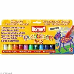 Tout neuf 🛒 Instant Educa Gouache Tube Gouache Solide Playcolor En Stick - 12 Tubes De 10 G ✨