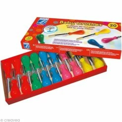 Nouveau ⌛ Lefranc Bourgeois Pinceau Enfant Et Accessoires Boîte De 20 Pinceaux Baby Brush - Pour Enfant 🧨