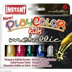 Bon marché 🧨 Instant Educa Gouache Tube Gouache Solide Playcolor En Stick - Couleurs Métalliques - 6 Tubes De 10 G. ❤️