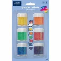 Budget 😀 LEFRANC & BOURGEOIS Gouache Liquide 6 Pots De Gouache Pailletée - Peinture Enfant - Assortiment - Lefranc Bourgeois 🎁
