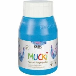 Sortie 🧨 KREUL Peinture Au Doigt Gouache Aux Doigts Nacrée "Mucki" - 500 Ml - Bleu Diamant 🔥