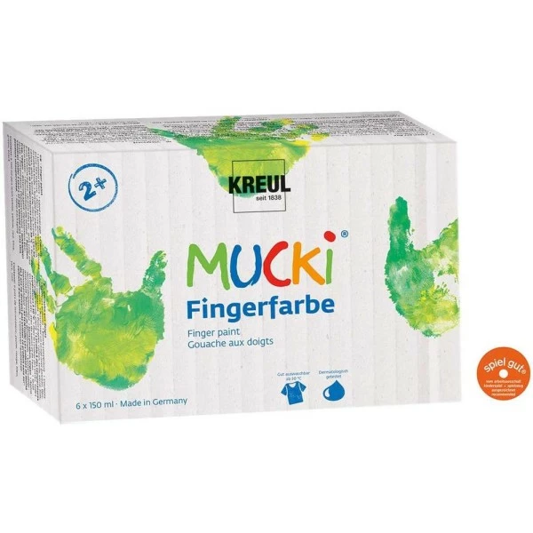 Nouveau 🧨 KREUL Peinture Au Doigt Gouache Aux Doigts "Mucki" - 150 Ml - Kit De 6 😉 1 Nouveau 🧨 KREUL Peinture Au Doigt Gouache Aux Doigts "Mucki" - 150 Ml - Kit De 6 😉