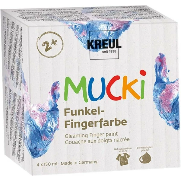 De gros 🎁 KREUL Peinture Au Doigt Gouache Aux Doigts Nacrée "Mucki" - 150 Ml - Kit De 4 🎉 1 De gros 🎁 KREUL Peinture Au Doigt Gouache Aux Doigts Nacrée "Mucki" - 150 Ml - Kit De 4 🎉