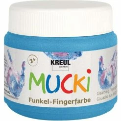 Vente flash 🎁 KREUL Peinture Au Doigt Gouache Aux Doigts Nacrée "Mucki" - 150 Ml - Bleu Diamant 😀
