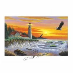 Bon marché 👍 La Fourmi Unicraft Peinture Numéro Tableau Peinture Par Numéros "Phare Au Crépuscule" 27,5x35 Cm 😀