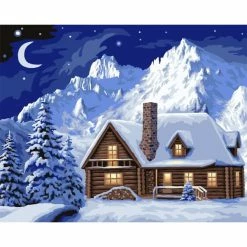 De gros 🥰 Peinture Numéro Kit Peinture Par Numéros Wizardi Confort Hiver 40x50 Cm A102 🧨