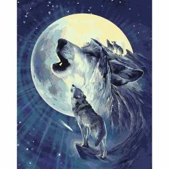 Meilleure vente 😉 Peinture Numéro Kit Peinture Par Numéros Wizardi Loup Soleil 40x50 Cm T127 ✔️