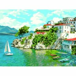 Remise 🔥 Peinture Numéro Kit Peinture Par Numéros Wizardi Skiathos 40x50 Cm A122 🌟