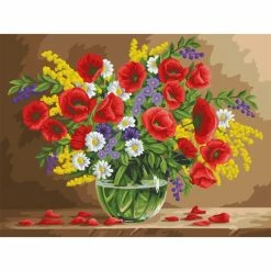 Sortie ❤️ Peinture Numéro Kit Peinture Par Numéros Wizardi Coquelicots Parfumés 40x50 Cm B105 ✔️