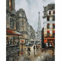 Promo 💯 Peinture Numéro Kit Peinture Wizardi Numéros Journée à Paris 40x50 Cm D012 ✨