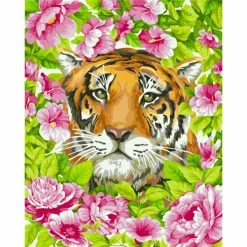 Tout neuf ✨ Peinture Numéro Kit Peinture Par Numéros Wizardi Tigre Romantique 40x50 Cm H099 🛒