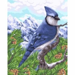 Sortie 🛒 Peinture Numéro Kit Peinture Par Numéros Wizardi Blue Jay 40x50 Cm H106 🔥