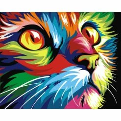 Acheter 🤩 Peinture Numéro Kit Peinture Par Numéros Wizardi Rainbow Cat 40x50 Cm S066 🌟