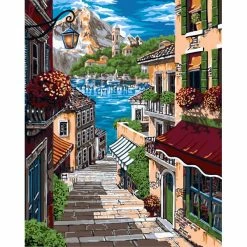 Offres 😉 Peinture Numéro Kit Peinture Par Numéros Wizardi Allée Européenne 40x50 Cm A093 🔔