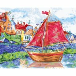 De gros ❤️ Peinture Numéro Kit Peinture Numérique Wizardi To New Shores 40x50 Cm A098 💯