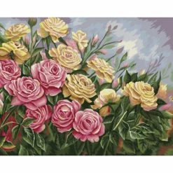 Sortie 😉 Peinture Numéro Kit Peinture Par Numéros Wizardi Roses 40x50 Cm B062 😀
