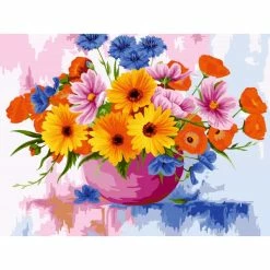 Sortie 💯 Peinture Numéro Kit Peinture Par Numéros Wizardi Fleurs Des Champs 40x50 Cm B104 🔔