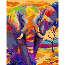 Le moins cher 😍 Peinture Numéro Kit Peinture Par Numéros Wizardi Elephant Coloré 40x50 Cm H081 🛒