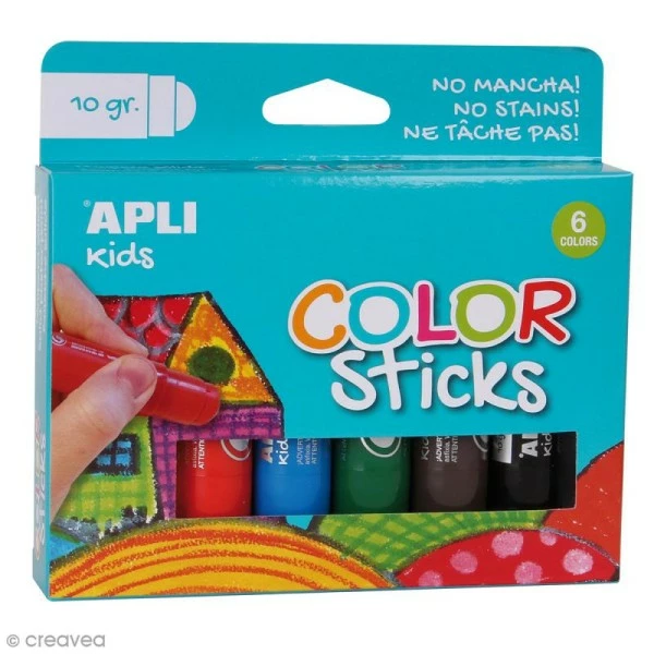 Coupon ❤️ Apli Kids Kit De Gouache Gouache Solide Color Sticks - Assortiment 6 Couleurs 😍 1 Coupon ❤️ Apli Kids Kit De Gouache Gouache Solide Color Sticks - Assortiment 6 Couleurs 😍