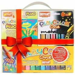 Sortie 🔔 Instant Educa Kit De Gouache Coffret 24 Stylos Gouache Solide Playcolor Basic-Metal-Fluo + 3 Gravures à Colorier 🤩