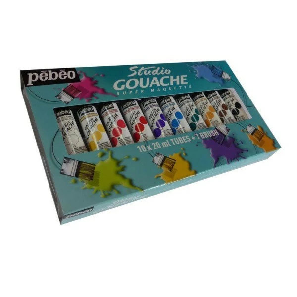 Remise ✔️ Pébéo Gouache Liquide Studio Gouache Set 10x20ml Tubes + 1 Brush 🤩 4 Remise ✔️ Pébéo Gouache Liquide Studio Gouache Set 10x20ml Tubes + 1 Brush 🤩 – Image 4