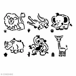 Tout neuf 🔔 Creavea Pochoir Enfant Animaux De La Savane - 6 Pcs 💯