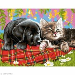 Coupon ⭐ OZ International Peinture Numéro Peinture Au Numéro - Comme Chien Et Chat - 30 X 39 Cm 🎁